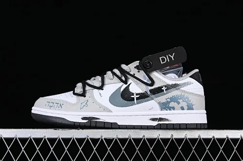 All categories Nk SB Dunk series Nk SB Dunk Low Low-top sneakers Nk Dunk Low Brush graffiti Black and white gray cross SB strap low-top casual sneakers FD0661-100